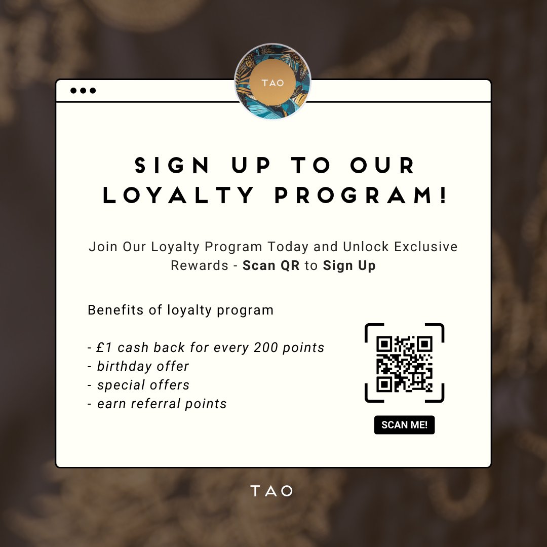 taopadgate's tweet photo. Scan the QR code and start enjoying our #Loyalty perks today!

🌟 Don't forget you earn Points, With every visit!

#LoyaltyProgram #UnlockRewards #ExclusiveOffers #CustomerRewards #WarringtonEats #ChineseCuisine #JoinNow #ScanQR https://t.co/NQschKdnzV