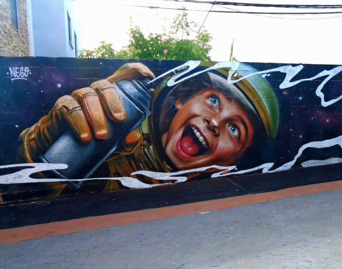 MolinaStreetArt's tweet image. &apos;Graffiti espacial&apos; by Spanish Nego for Art Fafara 2024 in Alfafara, Spain #nego #streetart #lamolinastreetart | photo via artist mysl .nl/FGQam