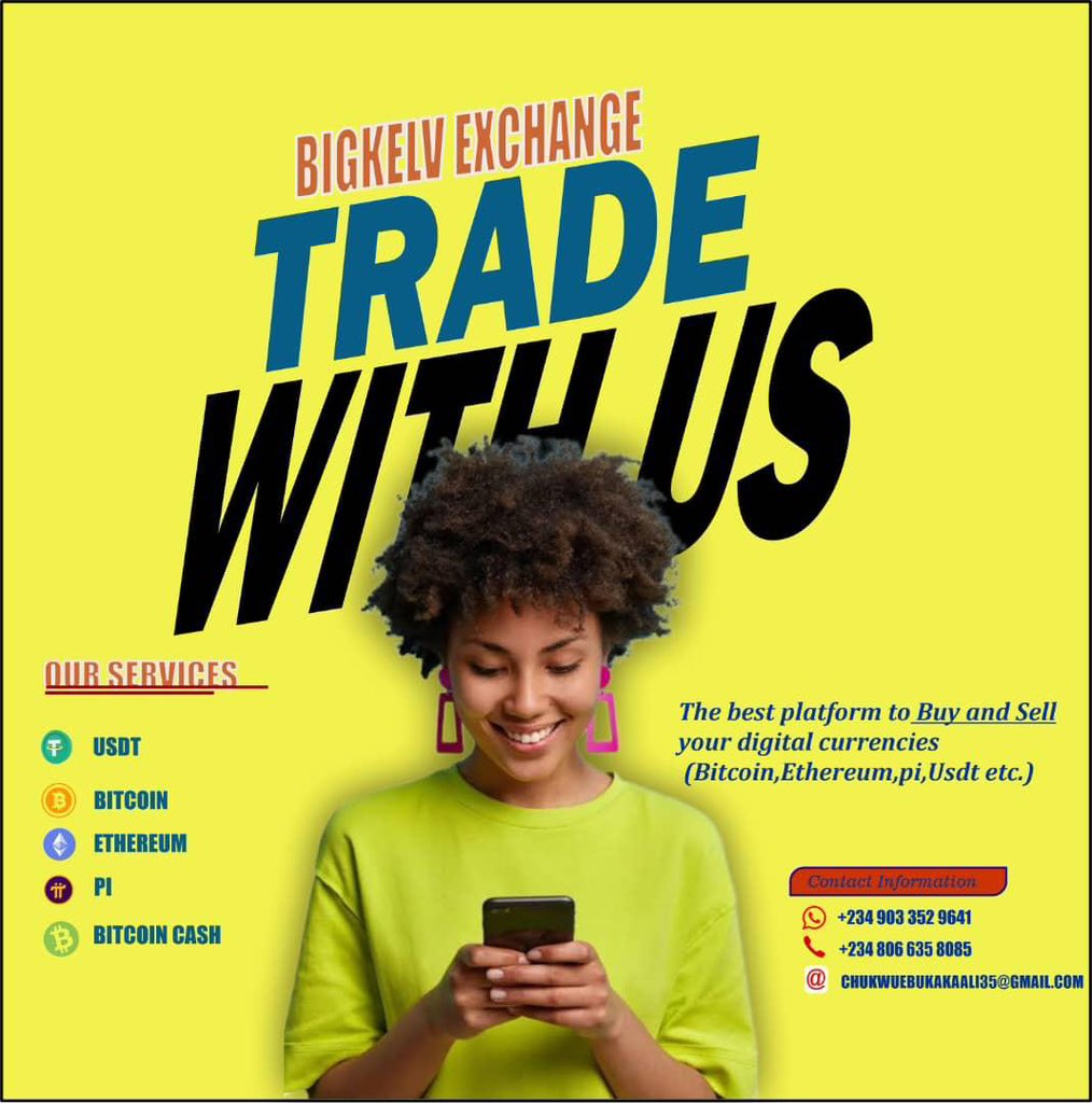 I’m BIGKELV EXCHANGE 
We trade all kind of coin ,very trustworthy,fast transaction ✈️
Make us your sure plug 🔌 

api.whatsapp.com/send?phone=+23…
