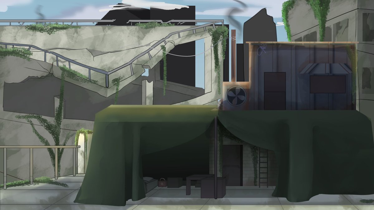 Cilli_crumb's tweet photo. A piece of concept art for my short film, slowly improving on backgrounds too!
I welcome criticism
#conceptart #concept #scenerydesign #envioremntaldesign #enviormentalconcept #placementconcept #artshare #art #illustration https://t.co/ivdJY7wwjS