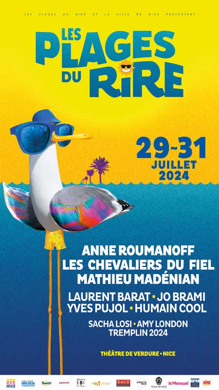 JEU 🎁
Tentez de gagner vos invitations pour les 3 spectacles au festival "Les Plages du Rire de #Nice" avec #Roumanoff #LesChevaliersduFiel et #MathieuMadenian du 29 au 31 juillet ! 🍀

Pour participer 👉 rireetchansons.fr/humoristes/ann…

#LesPlagesDuRire