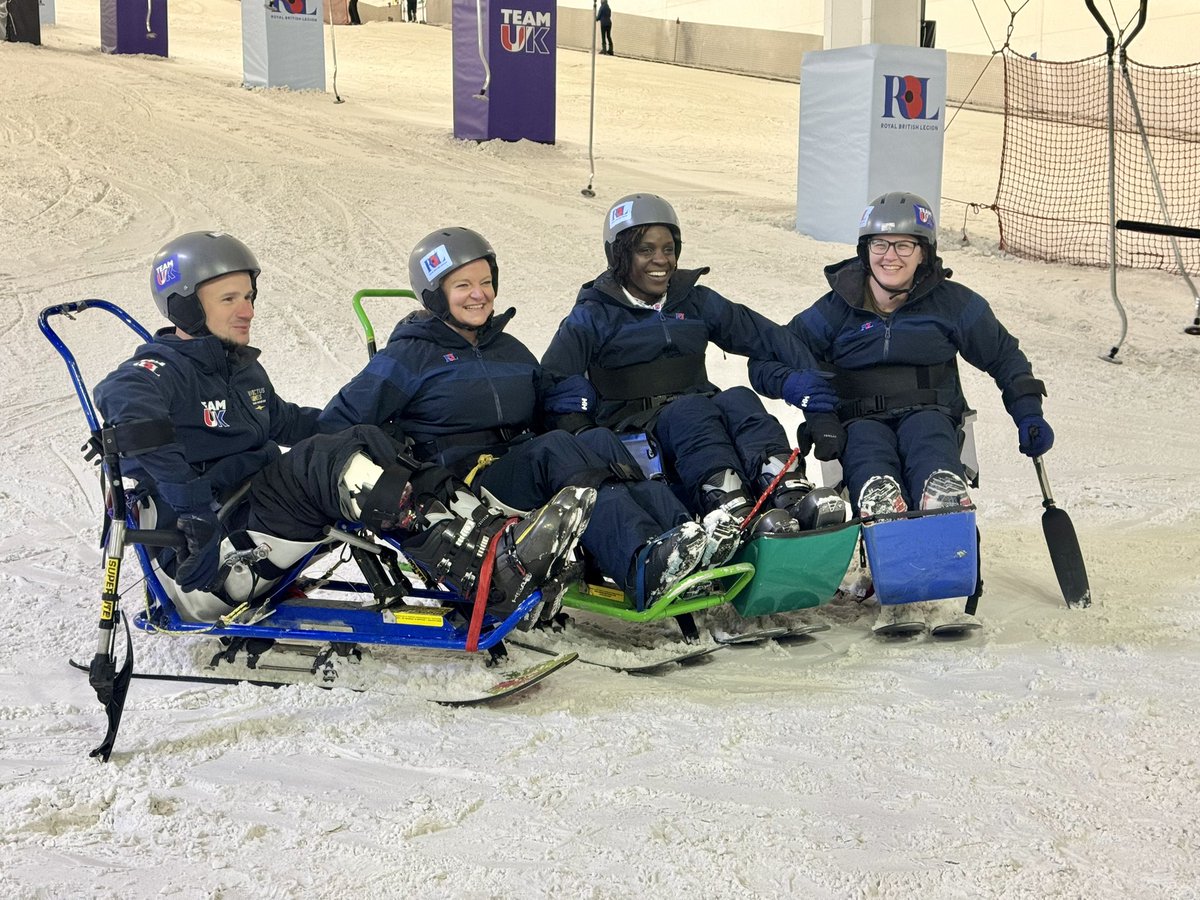 <a href="/ForcesNews/">BFBS Forces News</a> <a href="/BFBSRadioHQ/">BFBS Radio</a> <a href="/WeAreInvictus/">Invictus Games Foundation 💛🖤</a> <a href="/InvictusGames25/">Invictus Games Vancouver Whistler 2025</a> <a href="/PoppyLegion/">Royal British Legion</a> Four members of the 64 members selected from wounded, injured and sick serving and ex-service personnel for next years Invictus Games are all smiles after coming down the slope on their sit down skis! 🎿