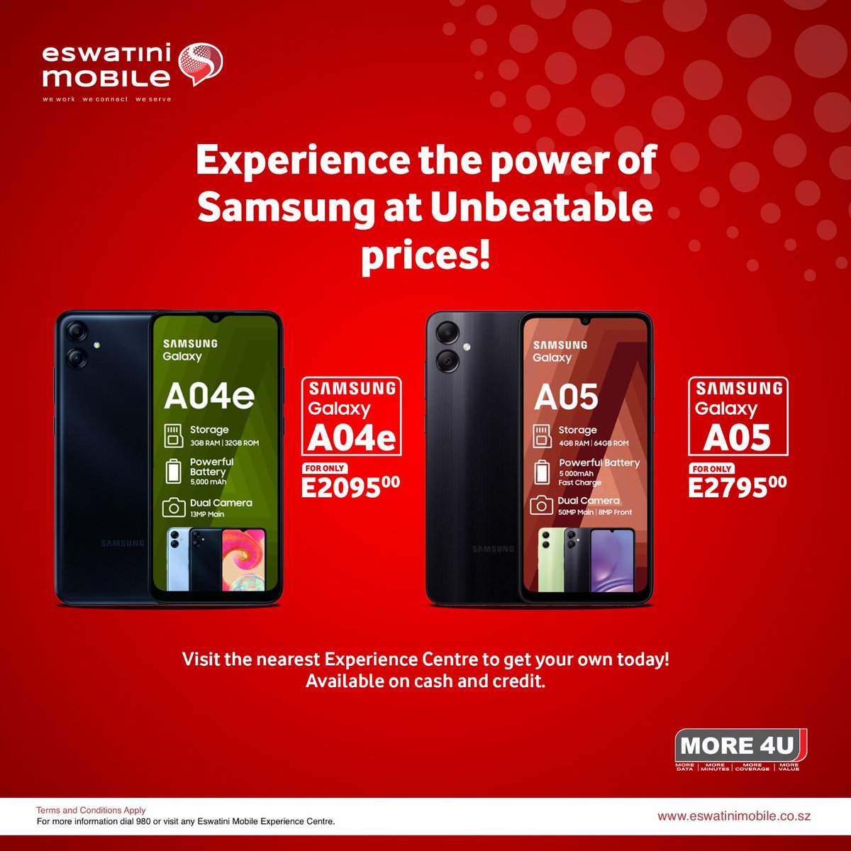 mobile_eswatini's tweet image. Upgrade your mobile experience with a new Samsung smartphone available at all our Experience Centers.📱Offer is available on cash and credit!🤭 Do not miss out, hurry in store today!💃🏽

#morevalue #more4u #eswatinimobile