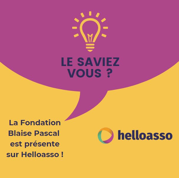 FondBPascal's tweet photo. (NOUS SOUTENIR)

🌟 Soutenez la #FondationBlaisePascal sur @helloasso ! 🌟
La #FondationBlaisePascal a pour mission de diffuser la #culturescientifique en #mathématiques et en #informatiques pour toutes et tous. 
En faisant un #don, vous contribuez à : https://t.co/IDo1WVAK1Z