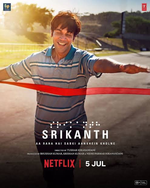 DeeptiGoel27's tweet photo. #Srikanth #netflix #MovieReview A biopic on @SrikanthBolla_ ,it’s touching and inspiring, beautifully portrayed by @RajkummarRao. A rags to riches tale of sacrifice, hardships &amp; soaring triumph for a visually impaired man born in poverty &amp; written off by society! A tad rushed!3/5 https://t.co/xrKS44aPEp