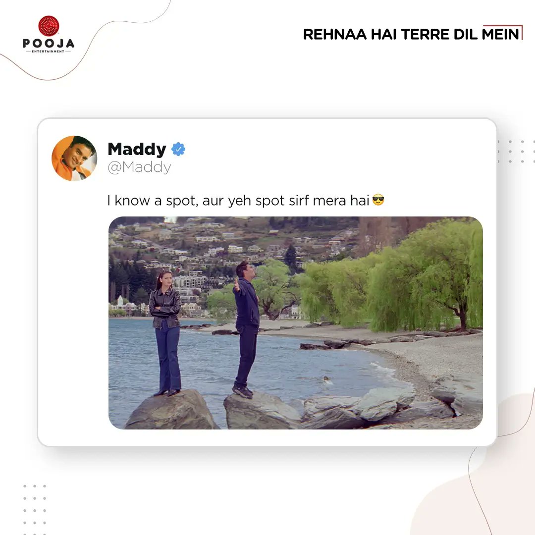 poojafilms's tweet photo. You asked for a spot and our boys understood the assignment ๐โจ
#RMadhavan #VarunDhawan #AkshayKumar #AnilKapoor #AbhishekBachchan #RehnaaHaiTerreDilMein #CoolieNo1 #MissionRaniganj #OmJaiJagadish #BellBottom #TeraJadooChalGaya #WeFoundASpot #Trending #TrendingFormat #Bollywood https://t.co/hhmppdrL9W