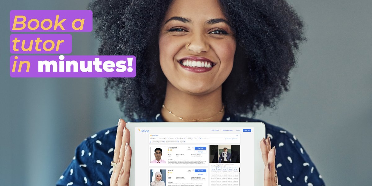 kalvielearning's tweet image. With Kalvie you can book tutors based on their availability in real time! Our platform makes it simple to find and connect with expert tutors who are available to help you learn whenever you need them.

#ItsThatEasy #TutorBooking #StudyOnline #OnlineTutoring #Education #Edutech