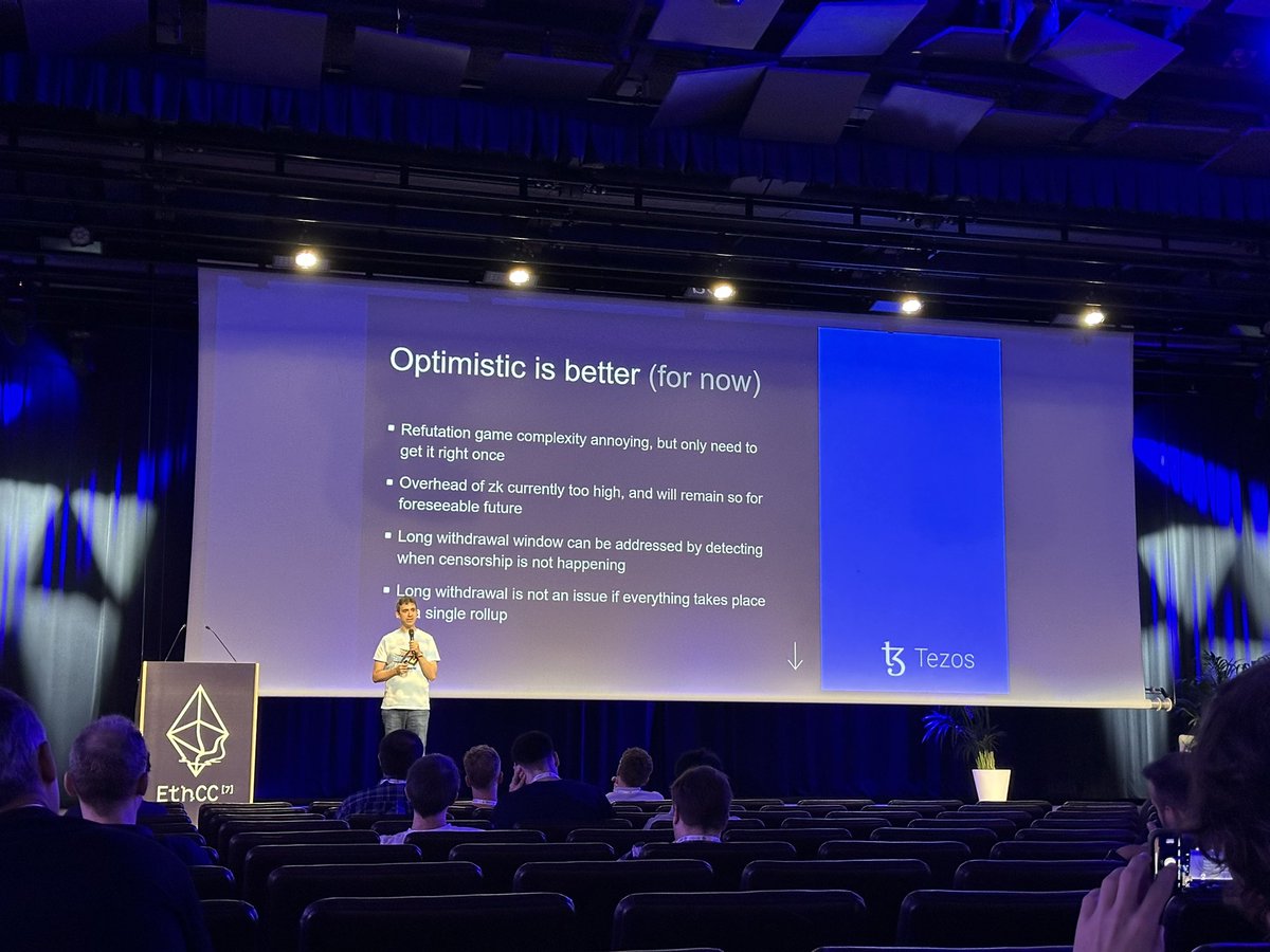 Optimistic (rollup) is better (for now) <a href="/ArthurB/">Arthur B.</a> / <a href="/tezos/">Tezos</a> on #ETHCC main stage