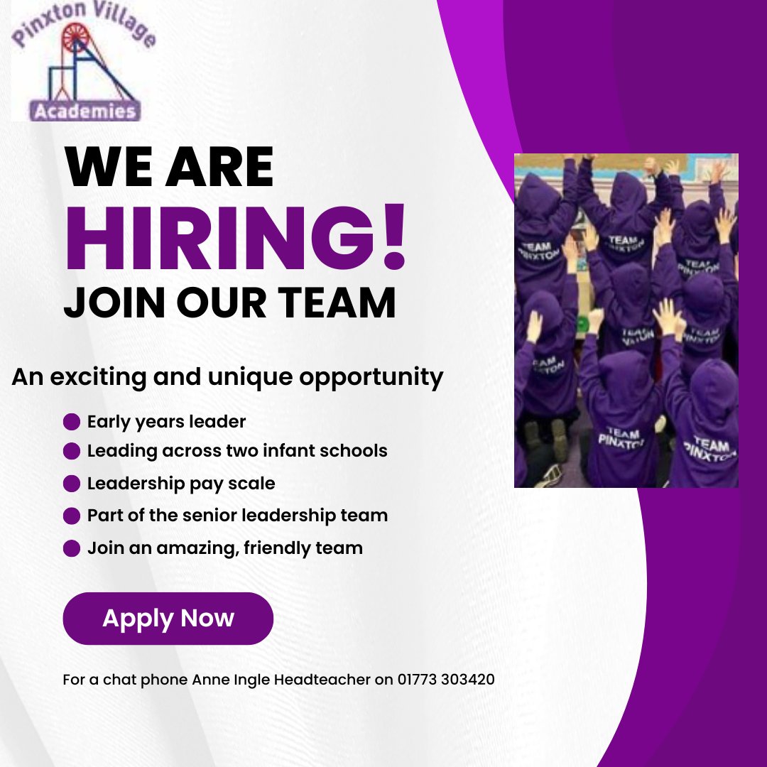 🌟 Exciting Opportunity Alert! 🌟
QTS essential.
🔗 flyinghighpartnership.co.uk/job/?Category=…
#EYFSLeader #EducationJobs #FlyingHighPartnership #JoinOurTeam #OutstandingSchools #EarlyYearsEducation #TeachingOpportunities #HolisticGrowth #CommunityInvolvement #teampinxton #education