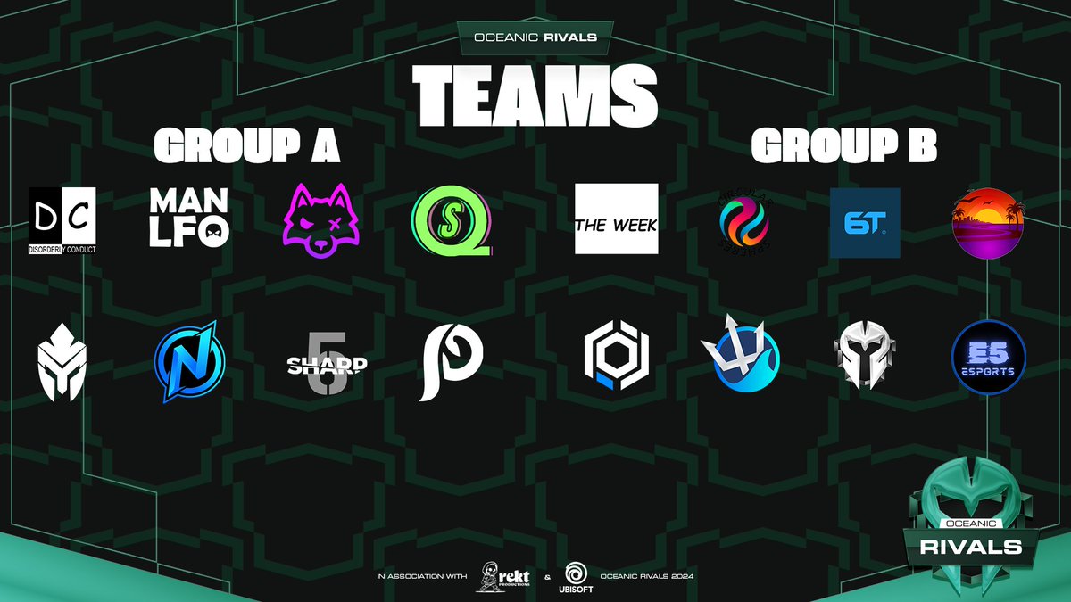 OCEANIC RIVALS begins tomorrow! 🏆   

Introducing our 16 teams who will compete for a share of $5000 AUD + a spot in The Gauntlet! 🥊  

Join us tomorrow from 5:30pm AEST for a highly anticipated Day 1! 🎉