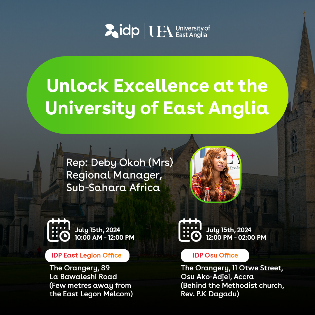 idpghana's tweet photo. Unlock excellence at the University of East Anglia!
Discover the subjects that interest you and the courses you can choose from.
Save the date, show up and pave your path to success!
#UEA #ChooseIDP #IDPEducation #IDPStudyAbroad #MoreThanStudy #InternationalStudents https://t.co/hauUPFRYdN