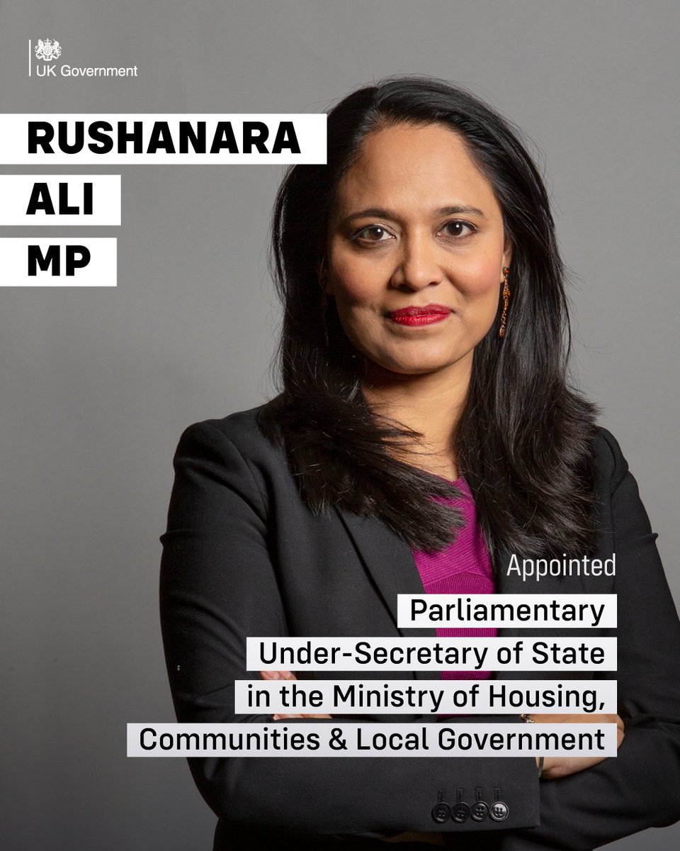 Ministry of Housing, Communities & Local Gov (@mhclg) on Twitter photo Rushanara Ali MP <a href="/rushanaraali/">Rushanara Ali MP đź’™</a> has been appointed Parliamentary-Under Secretary of State in the Ministry of Housing, Communities and Local Government Rushanara Ali MP <a href="/rushanaraali/">Rushanara Ali MP đź’™</a> has been appointed Parliamentary-Under Secretary of State in the Ministry of Housing, Communities and Local Government