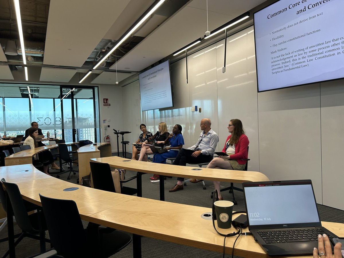 Our panel on ‘judicial review, the unwritten constitution and constitutional reasoning: comparative perspectives’ is taking place <a href="/ICON__S/">ICON•S</a> this morning, chaired by <a href="/seshaunawheatle/">Se-shauna Wheatle</a> &amp; incl presentations by <a href="/hayleyjhooper/">Hayley J Hooper</a> <a href="/HBirkenkoetter/">Hannah Birkenkötter</a> <a href="/smgagnon81/">Sarah Gagnon</a> and Florian Meinel