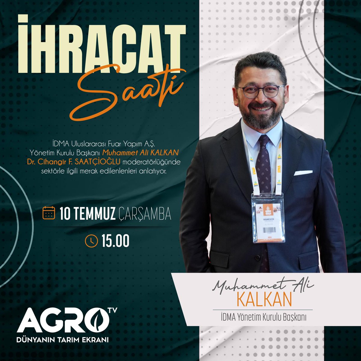 İDMA Uluslararası Fuar Yapım A.Ş. Yönetşm Kurulu Başkanı Muhammet Ali Kalkan, AGRO TV'de sektörle ilgili merak edilenleri anlatıyor. Kaçırmayın!
#fuarcılık #uluslararasıfuarlar #değirmenmakineleri
IDMA International Milling Expo