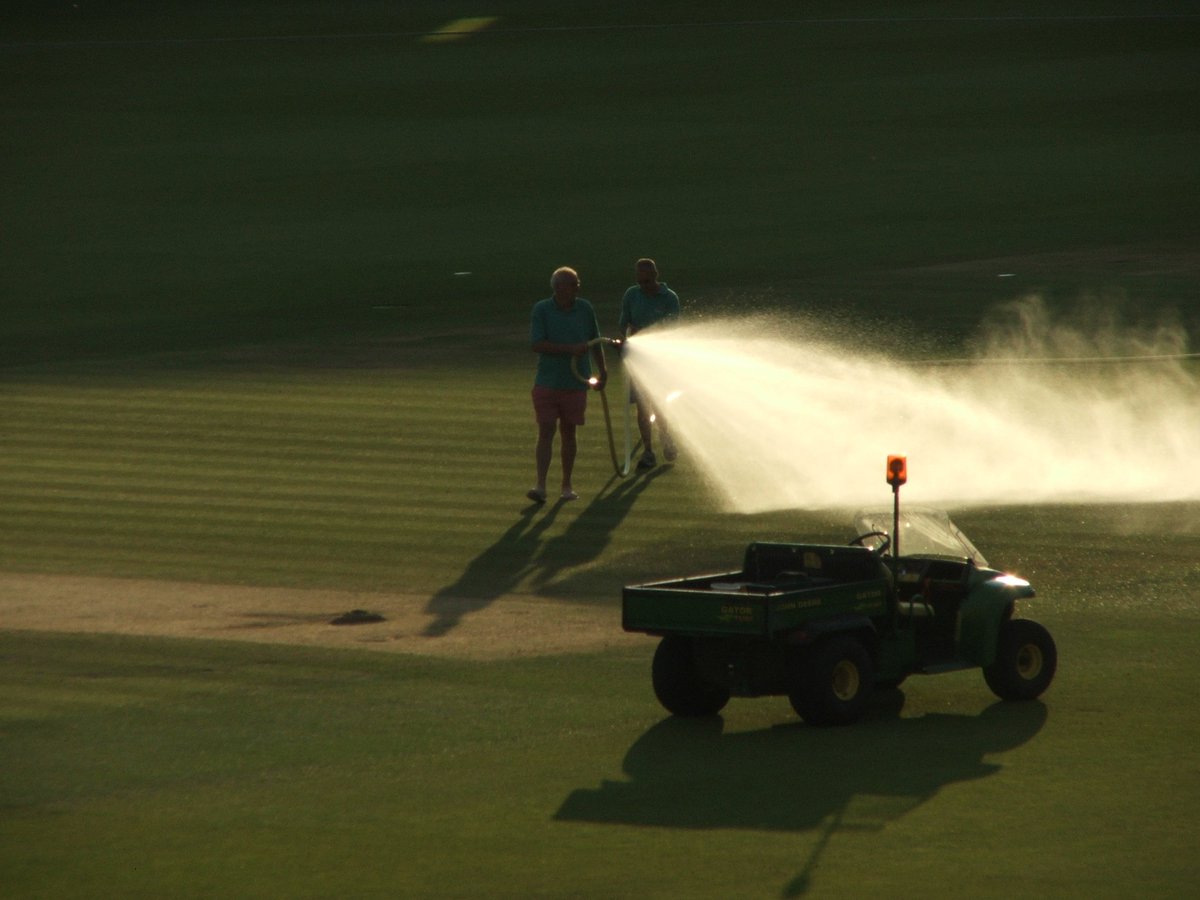 Deepinextratime's tweet photo. A beautiful August day in 2007. Mick &amp; Morgan watering the pitch @HomeOfCricket. One of my favourite places on earth
#EnglandCricket #WestIndies
#MeninMaroon https://t.co/dXoYj3Bttw