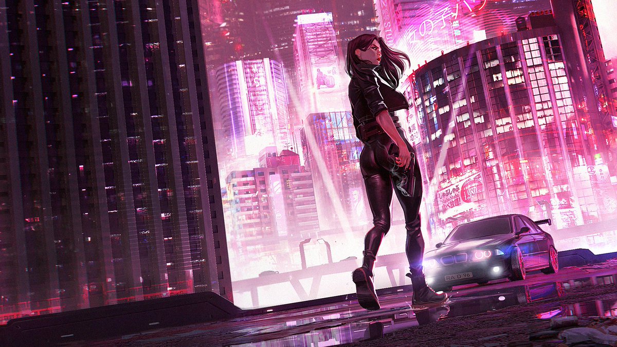 rad_acs's tweet photo. Hello #PortfolioDay 
I’m Radacs and I love neon colors! I like to draw cyberpunk/sci fi, my ocs and comics ✨ https://t.co/0NZCfqTlu6