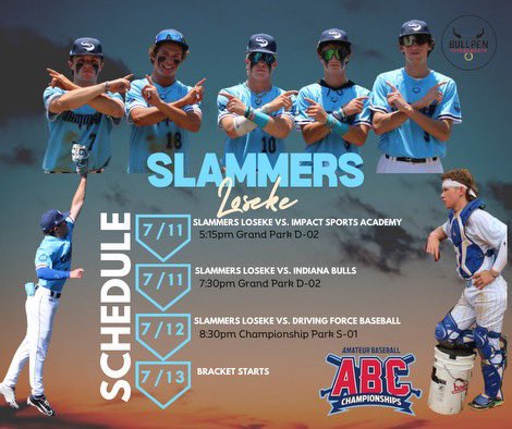 Schedule for ABC 17u Baseball Championships in Indianapolis! I’ll be starting on the mound game 1! <a href="/SlammersNorth/">Slammers North</a> <a href="/Birchprospects/">Louis Birch</a> <a href="/ByronEmbry/">Byron T. Embry</a> <a href="/LosekeEarl/">Earl Loseke</a> <a href="/Bullpenevents/">Bullpen Tournaments</a>