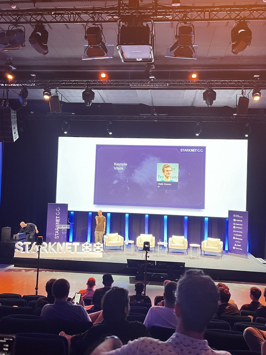 brolag's tweet photo. Mr @VitalikButerin on the stage at #StarknetCC 🇧🇪 https://t.co/s4PsUeVD6N