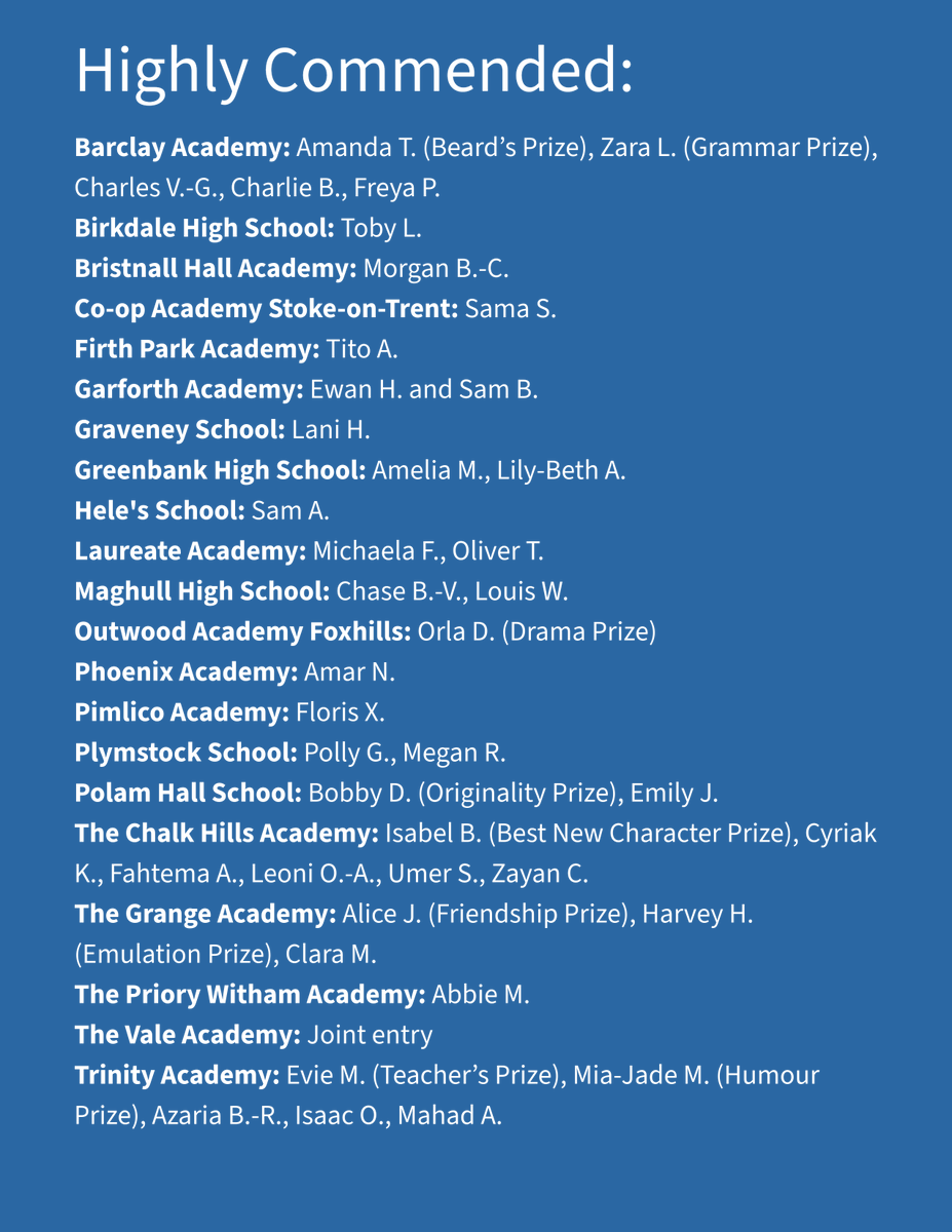 centreforlatin's tweet photo. @trinitybrixton @GraveneySchool @HelesSchool The following students were also highly commended for their entries! Well done all! https://t.co/F4riyDmI9C