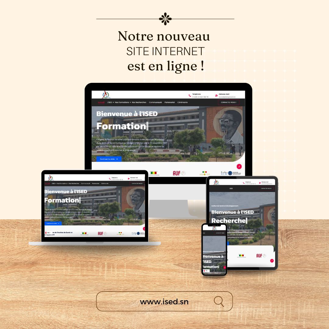 👉𝐋𝐞 𝐬𝐢𝐭𝐞 𝐰𝐞𝐛 𝐝𝐞 𝐥'𝐈𝐒𝐄𝐃 𝐟𝐚𝐢𝐭 𝐩𝐞𝐚𝐮 𝐧𝐞𝐮𝐯𝐞 !

Le site de l'Institut de Santé et Développement (ISED) fait peau neuve !
🌟 Découvrez notre nouveau design et nos fonctionnalités améliorées : ised.sn

#Santé #Développement #ISED
