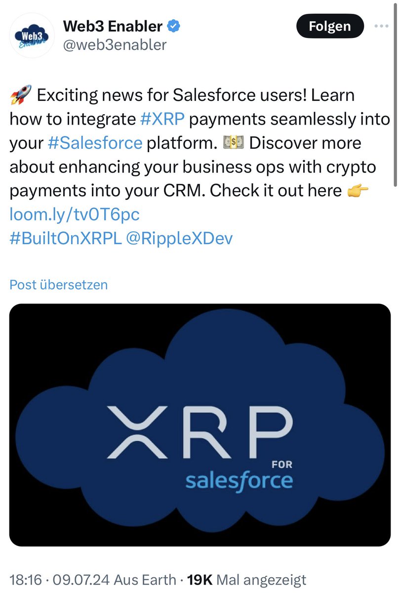 🚨 BREAKING: 

WEB3 ENABLER INTEGRATES #XRP PAYMENTS IN SALESFORCE ECOSYSTEM! 💸

thecryptobasic.com/2024/07/10/web…