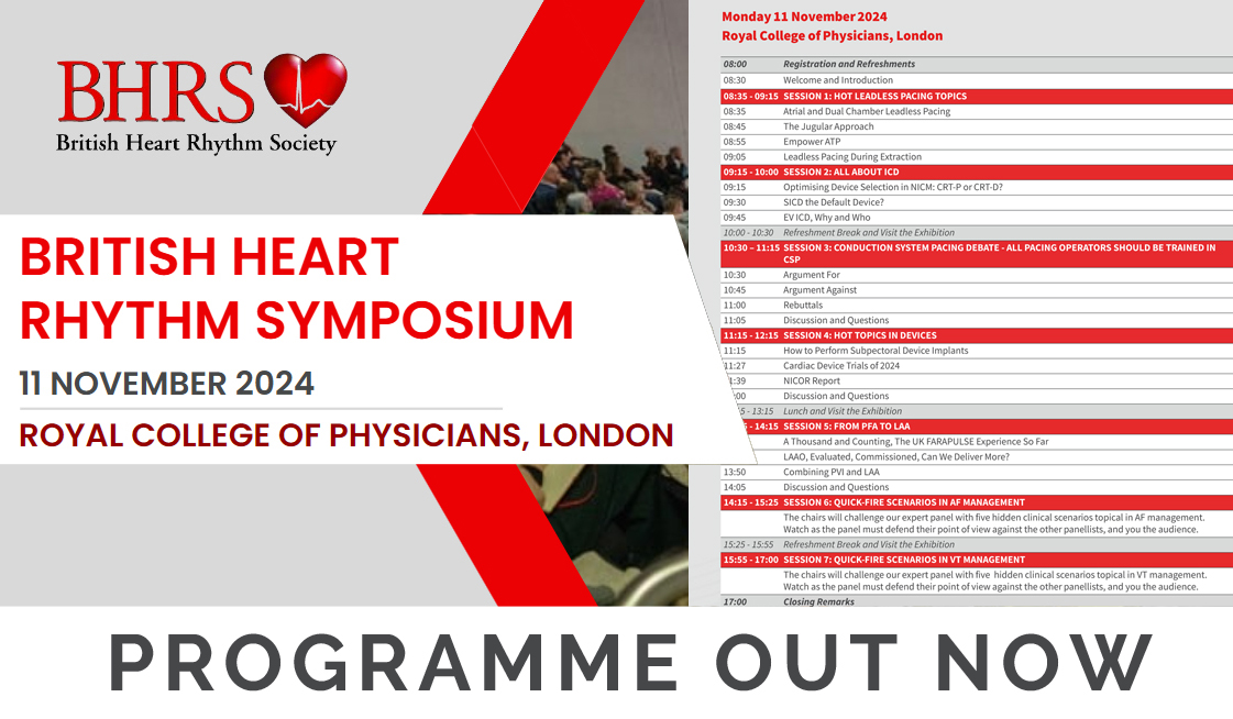 BHRS (@bhrsociety) on Twitter photo The programme for our November arrhythmia symposium is out! Join us for debates, discussions, & quick-fire scenarios led by Dr. John Paisey, Dr <a href="/vish_luther/">Dr Vishal Luther</a> & Dr <a href="/foziaahmedMD/">fozia ahmed</a>
Stay tuned for exciting announcements!🩺
👉 View programme: bhrs.com/programme-out-…
#bhrsymposium The programme for our November arrhythmia symposium is out! Join us for debates, discussions, & quick-fire scenarios led by Dr. John Paisey, Dr <a href="/vish_luther/">Dr Vishal Luther</a> & Dr <a href="/foziaahmedMD/">fozia ahmed</a>
Stay tuned for exciting announcements!🩺
👉 View programme: bhrs.com/programme-out-…
#bhrsymposium