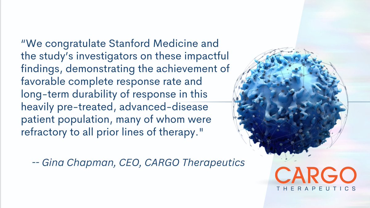 CARGOTx's tweet photo. Congratulations @StanfordMed investigators on @TheLancet publication of theirfavorable Phase 1 study evaluating our lead CD22 #CART #celltherapy firi-cel! Findings demonstrate curative potential and support our enrolling Phase 2 study. Learn more: https://t.co/CpX8QJQQzi https://t.co/m0pfyak2gJ