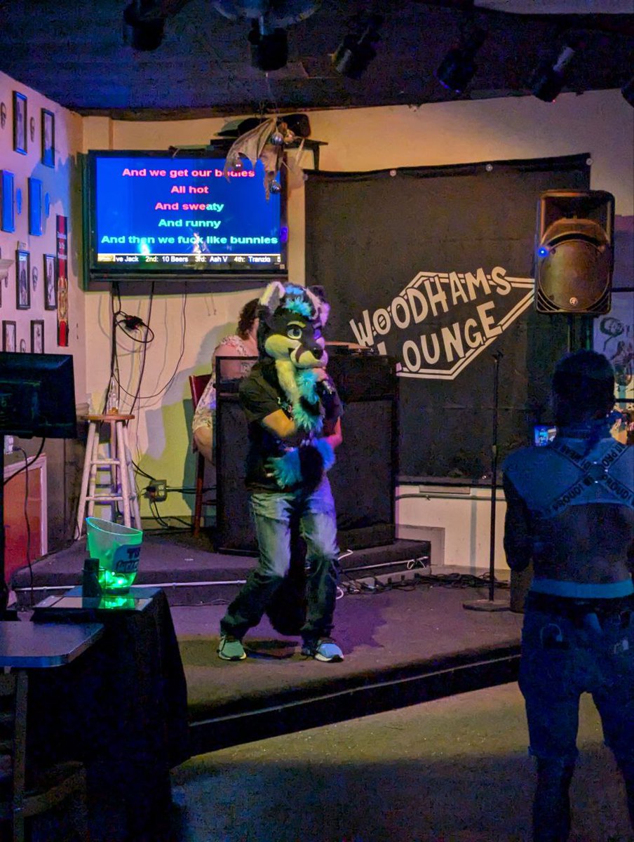 Good night doing karaoke with <a href="/zakfusky/">Zak Knotty Fusky😋🔜FC</a> and Bullfrog at Woodhams Lounge. #furry #gaypup #karaoke