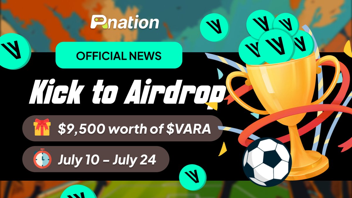 📣 Official Announcement: Get ready to kick the ball to Airdrop!

✉️ Dear Playzens,

To bring more excitement to you guys with the VARA Football game, Playnation is running a Kick-to-Airdrop campaign that incentivizes players with the prize pool of $9,500 worth of VARA.

Stay