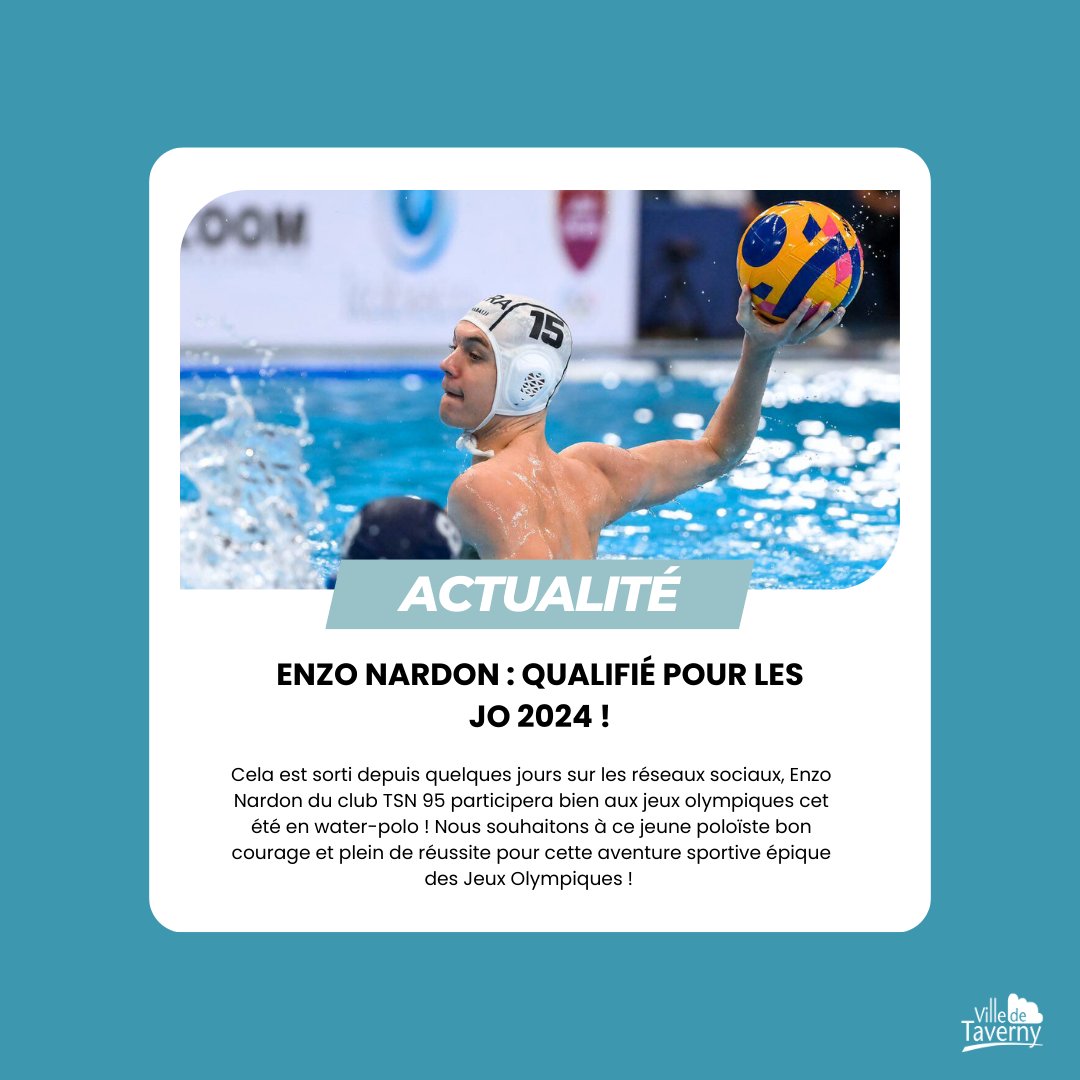 Félicitations à Enzo Nardon, jeune poloiste de 21 ans du club TSN 95 qui participera aux Jeux Olympiques cet été en water-polo sous les couleurs de l'<a href="/EquipeFRA/">Equipe France</a> !🤽‍♂️