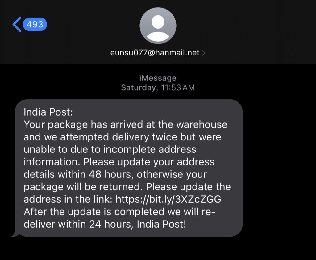 iamkristianjo's tweet image. &quot;Scammers are also targeting people through iMessage.🍎😂

Please check if you have received any messages mentioning &apos;India Post&apos; and be cautious.&quot;

#A2D #A2D_Army @tncybercrimeoff #Cybercrime #CyberAttack #CyberAware 
@A2D_Army