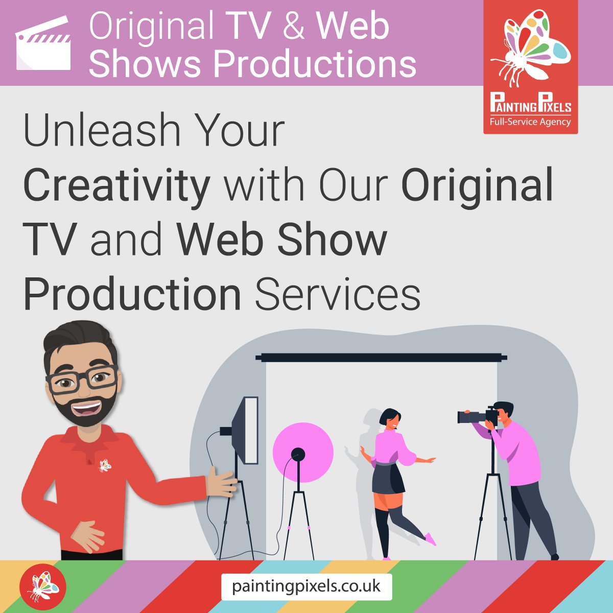 Unleash your creativity with Painting Pixels' Original TV and Web Show Production Services! 🎥✨

paintingpixels.co.uk/contact/

#TVProduction #WebShows #CreativeContent #PaintingPixels