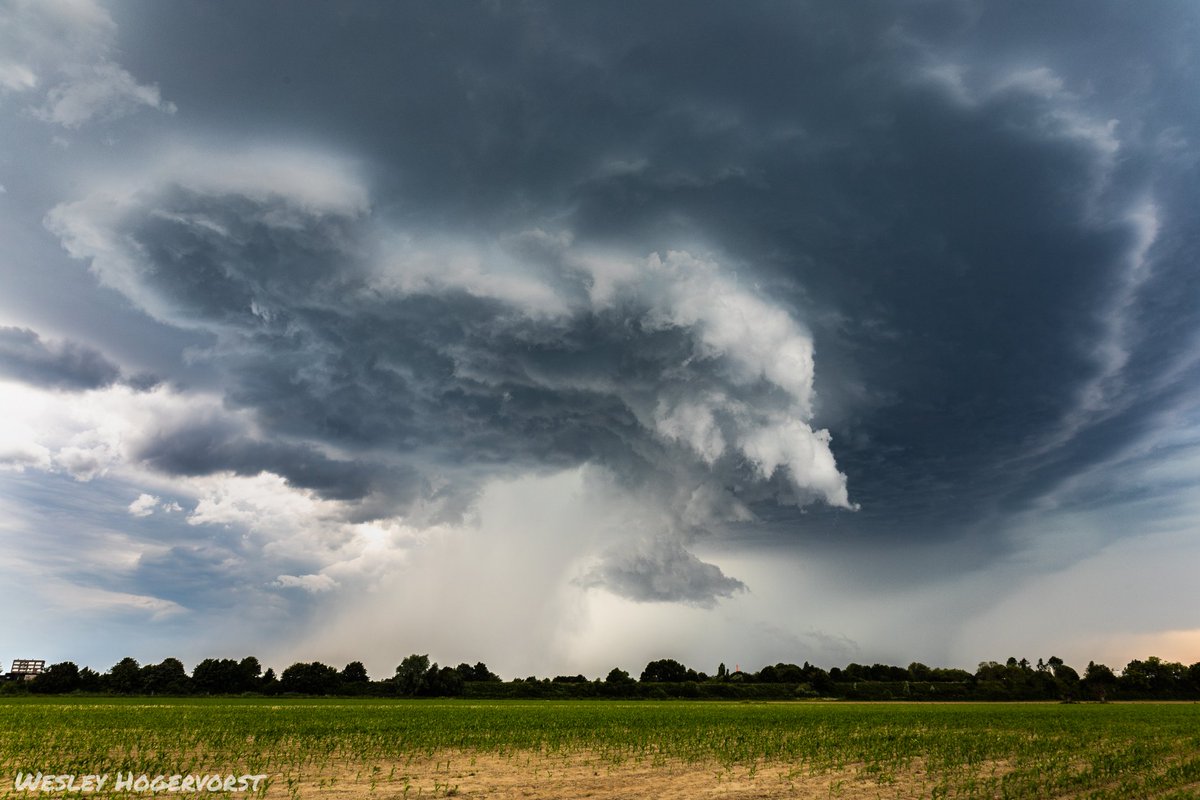 Gisteravond deze fotogenieke #supercell met roterende wallcloud kunnen onderscheppen, net ten zuiden van Nijmegen! ⚡️

#onweer #thunderstorm