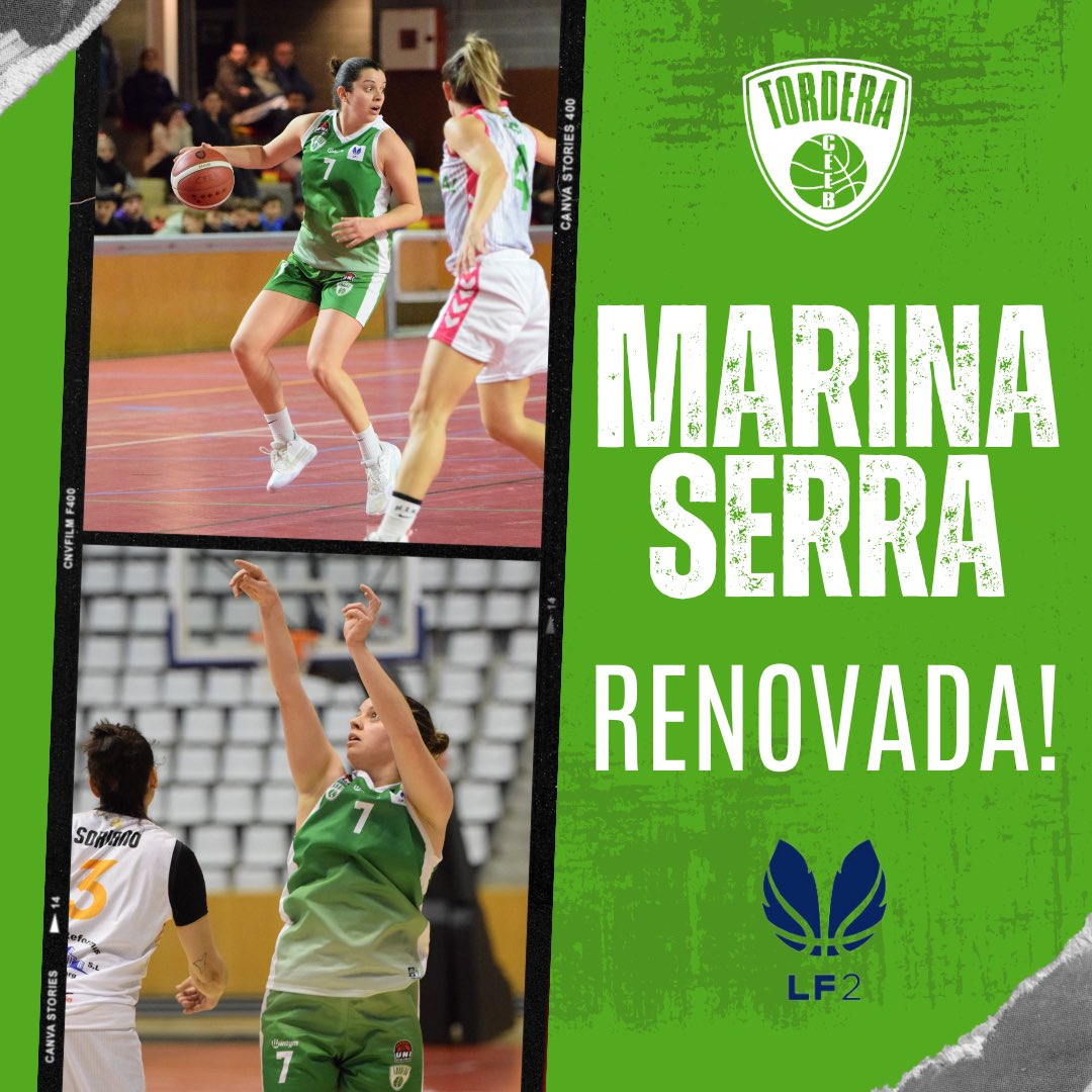 CEEBTordera's tweet photo. ✅ MARINA SERRA, RENOVADA ✅

Cinquena renovació del Sènior Femení de #LF2‼️

Setena temporada de la Marina vestint la nostra samarreta. Estem molt contents/es que segueixis formant part d’aquesta família!! 

#juntessommésfortes 💚 https://t.co/pTUXOxmKYq