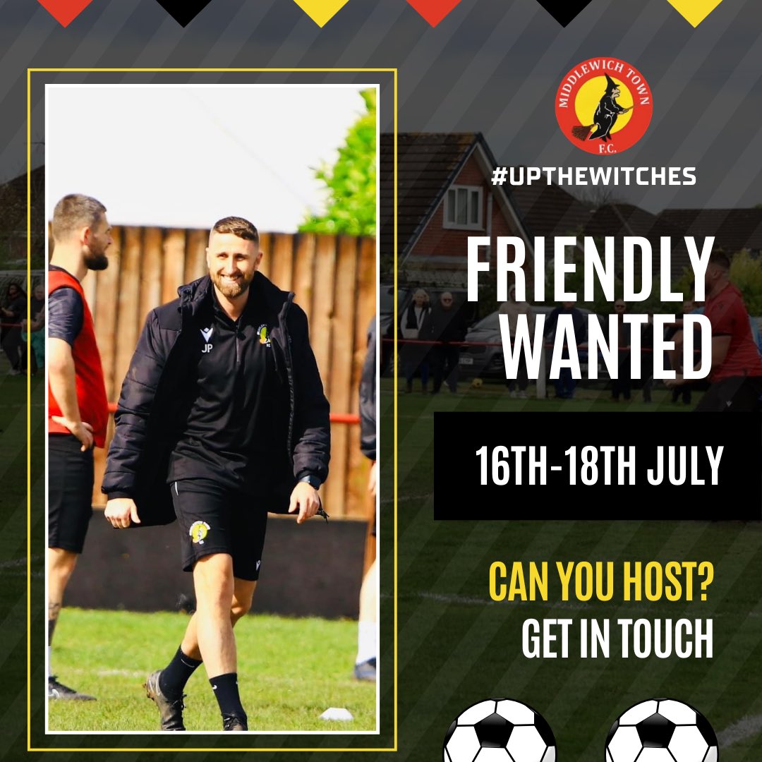 We’re after an away pre-season fixture next week. Does anybody have availability, or know of clubs that might be able to host our first team?

Any help appreciated 👋🏼

<a href="/CheshireFL/">Cheshire Football League ⚽️</a> • <a href="/nwcfl/">The NWCFL ⚽️</a>