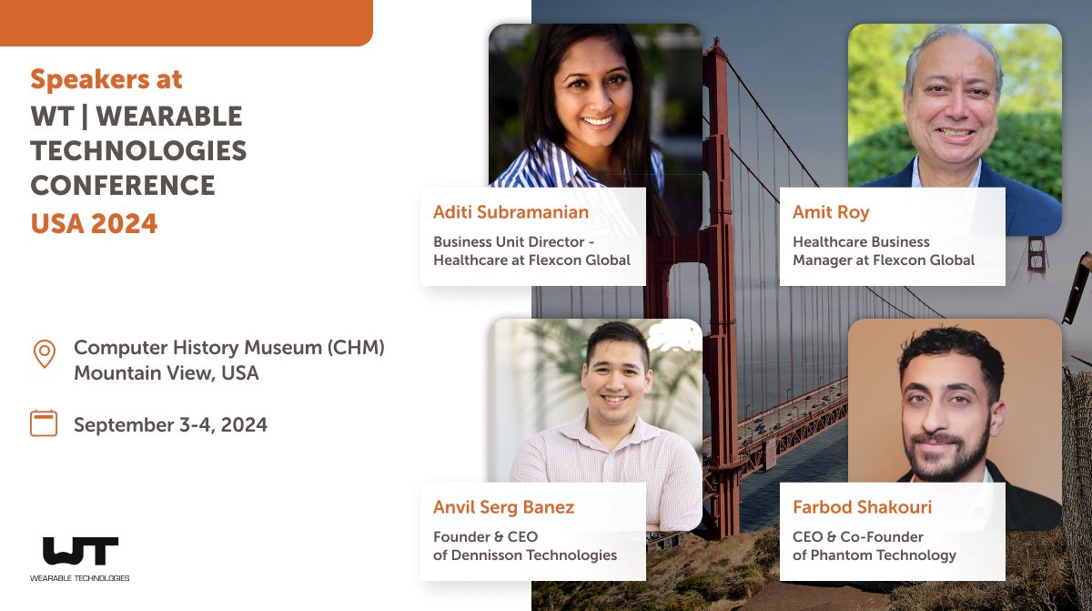 WearableTech's tweet photo. Save your spot for #WTUS24! ⏰ Early bird registration closes this month. ️

Join us in Mountain View &amp; connect with industry leaders from firms like Flexcon, Dennisson Technologies and Phantom Technology!
Don't miss out! Register now: https://t.co/WVW3bY217K

#Wearables #future https://t.co/nXK3s8R3zB