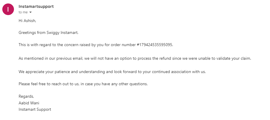 thesagarashish's tweet photo. @SwiggyCares  @SwiggyInstamart  When companies grow, they often sacrifice quality for quantity. Order #179424535595095 - paid for 20 items, received only 7! How did you validate my claim? I’m not seeking a refund, just the missing products delivered. #Swiggy  #CustomerService https://t.co/UzhMlp188C