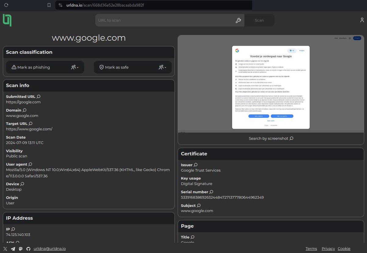 DailyOsint's tweet photo. URLDNA is a website analysis tool that offers detailed insight into URLs by collecting screenshots, SSL certificates, technologies, and more.

https://t.co/3RzbUKySAy

@urldna

#OSINT #reconnaissance #infosec #cybersecurity #intelligence https://t.co/KeryoeK2Rn