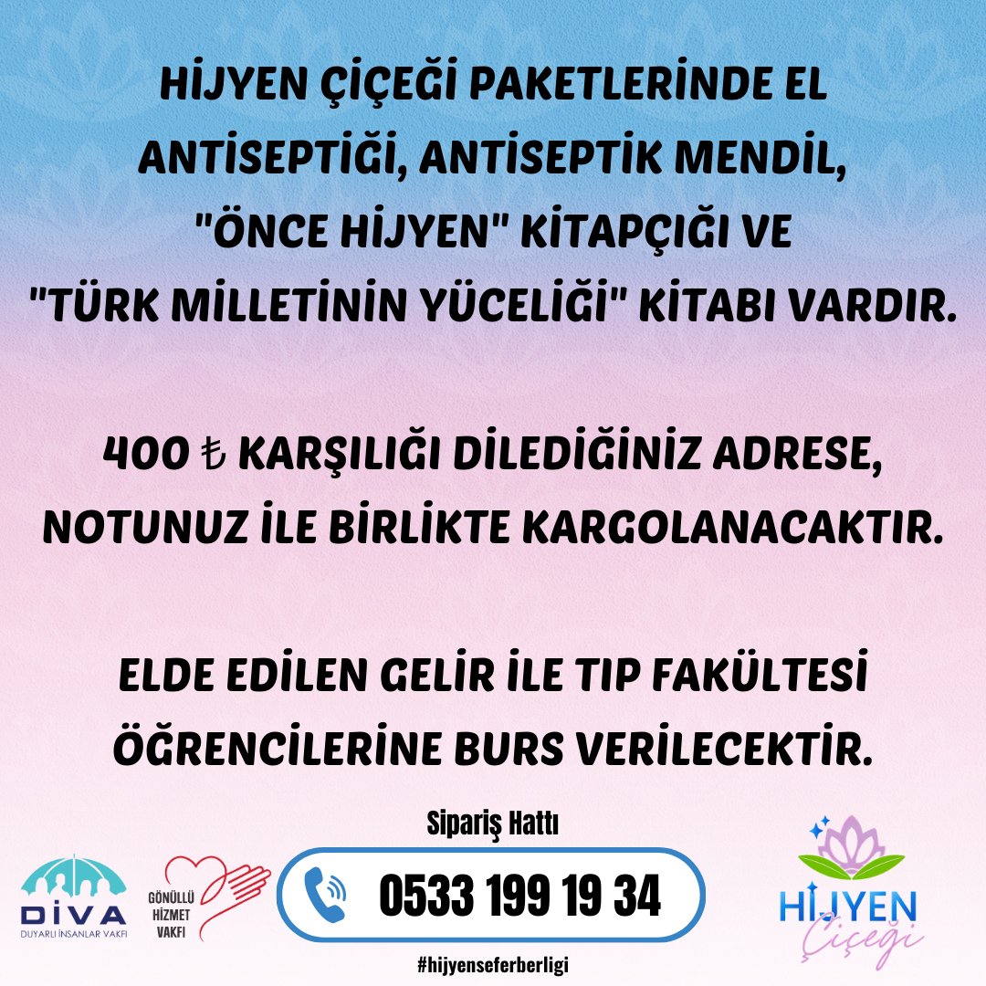 Hijyensef's tweet photo. Hijyen Çiçeği nedir?
İnsan sağlığında hijyenin önemini vurgulamak ve bu konuda farkındalık yaratmak amacıyla başlattığımız
"Hijyen Seferberliği"mizin ürünüdür.
#HijyenSeferberliği #SağlıklıYaşam #HijyenÇiçeği #BulaşıcıHastalıklaraSon #sağlıklıtoplum
#GönüllüHizmetVakfi
#DivaVakfi https://t.co/ABfb9nQBa0