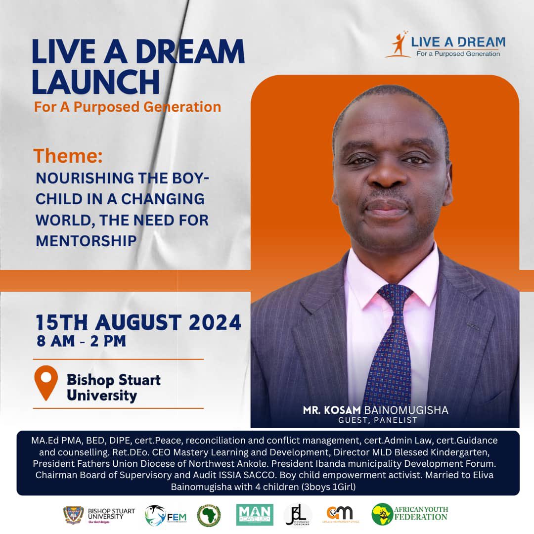 the_BoyChild7's tweet photo. Empowering the boy child to navigate life's challenges requires guidance and support. 
Join us on August 15th at Bishop Stuart University as we explore the vital role of mentorship in ‘Nourishing the Boy Child in a Changing World, the need for mentorship’. https://t.co/Yw4wv9muPM