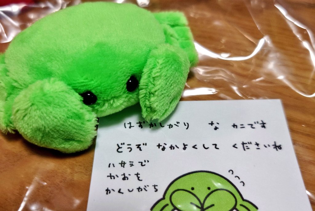 syuminonikomi's tweet photo. 報告忘れてましたがｽﾐｼﾞﾝさん(@usani_san)の元からアスパラいろの恥ずかしがりなｶﾆｻﾝがやって来てくれました…！
先住ｶﾆとごあいさつ https://t.co/Lo2npXn86k