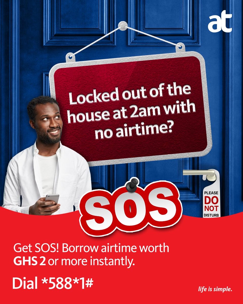theatghana's tweet image. Locked out without airtime can be frustrating. Make AT SOS your lifesaver. Stay connected &amp;amp; stay safe with AT SOS.
Get the AT Mobile app for easy and convenient transactions all day long. Click here &amp;gt;&amp;gt; bit.ly/MyATapp

#SOS #airtime #rainydays #emergencies #ATSOS