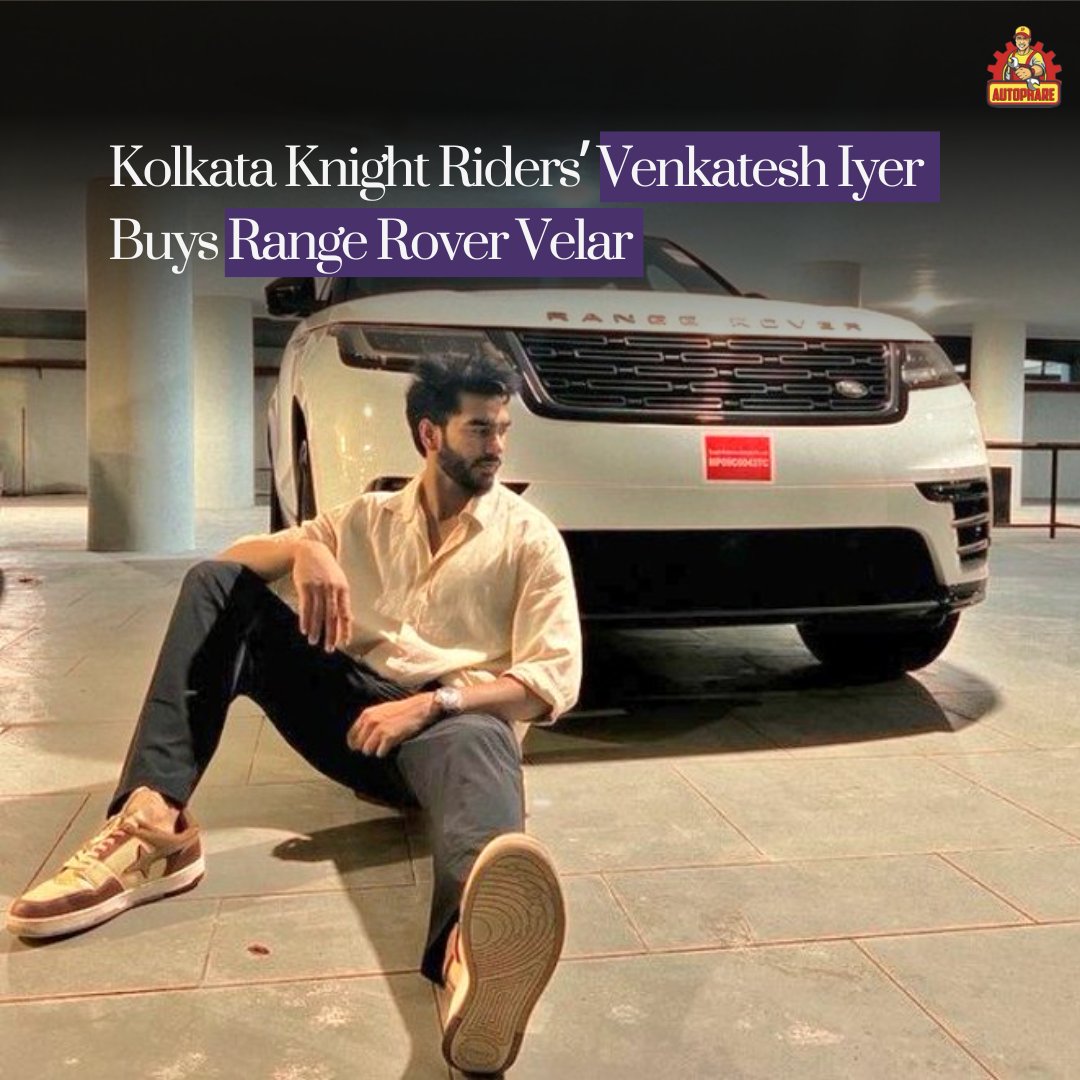autophareind's tweet photo. IPL player #venkateshiyer recently brought home a swanky #RangeRoverVelar. He plays for the Kolkata Knight Riders in the Indian Premier League. The left-handed batsman joined #KKR in 2021. Apart from that, he started playing for the Indian National Team in 2021. https://t.co/9j9f6OL9FK