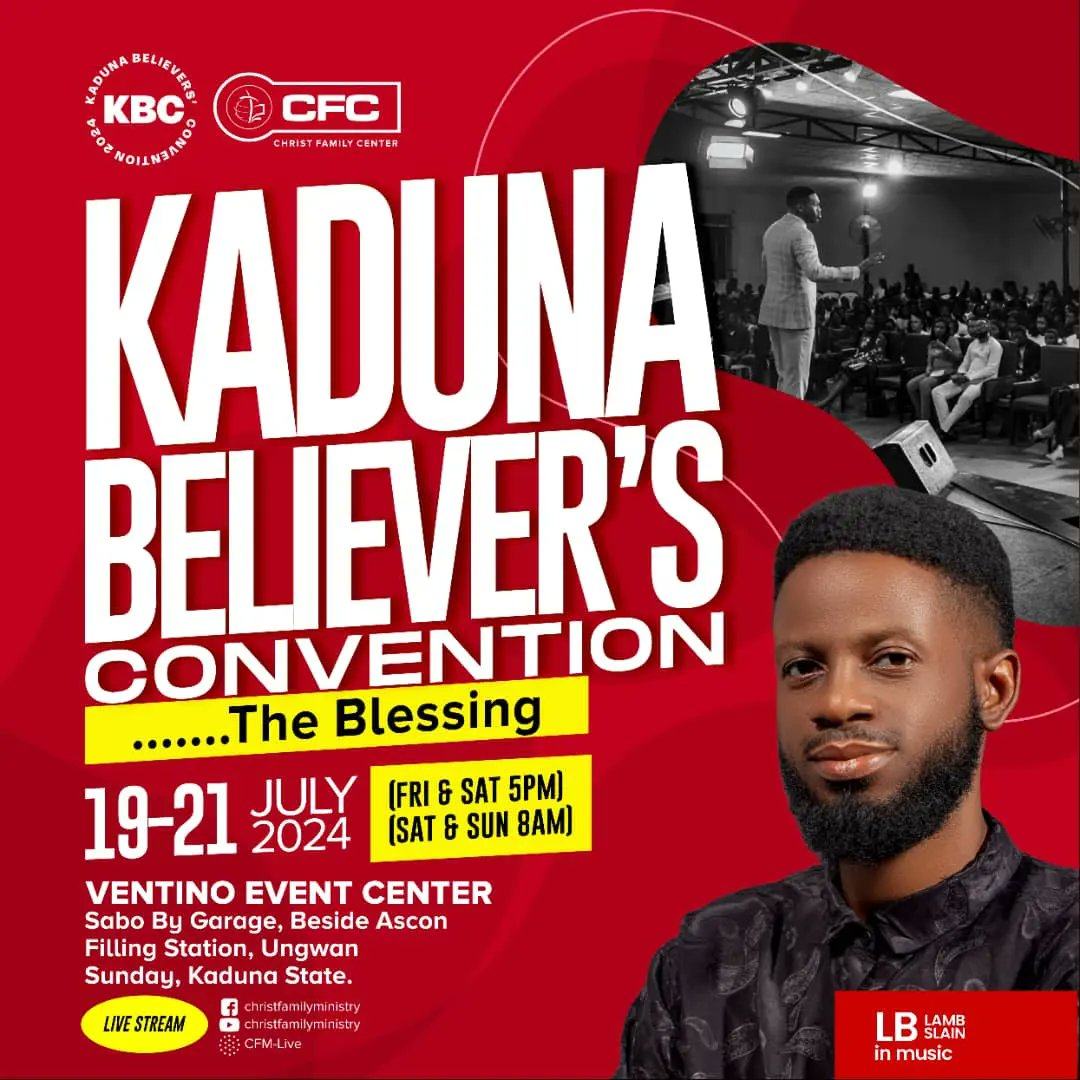 When we unite with a shared heart and purpose, we become an unstoppable force. Join us in just 9 days for this life-changing convention.

#KBC2024 
#KadunaBelieversService 
#TheBlessing 
#PastorAromeTokula 
#PastorAbelBreath
#ChristFamilyMinistry 
#LoveisKing