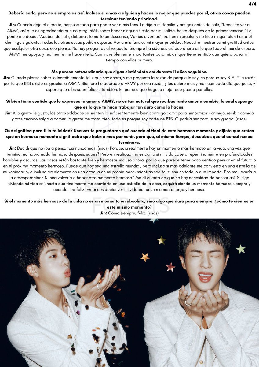 BcnForBTS's tweet photo. 📝 Entrevista de JIN para Weverse Magazine  

🔗 https://t.co/9gUGsdGYKy

#방탄소년단진 #진 #JIN #BTSJIN  @BTS_twt

Traducción ESP🇪🇸 BcnForBTS https://t.co/bw34XVwTLf