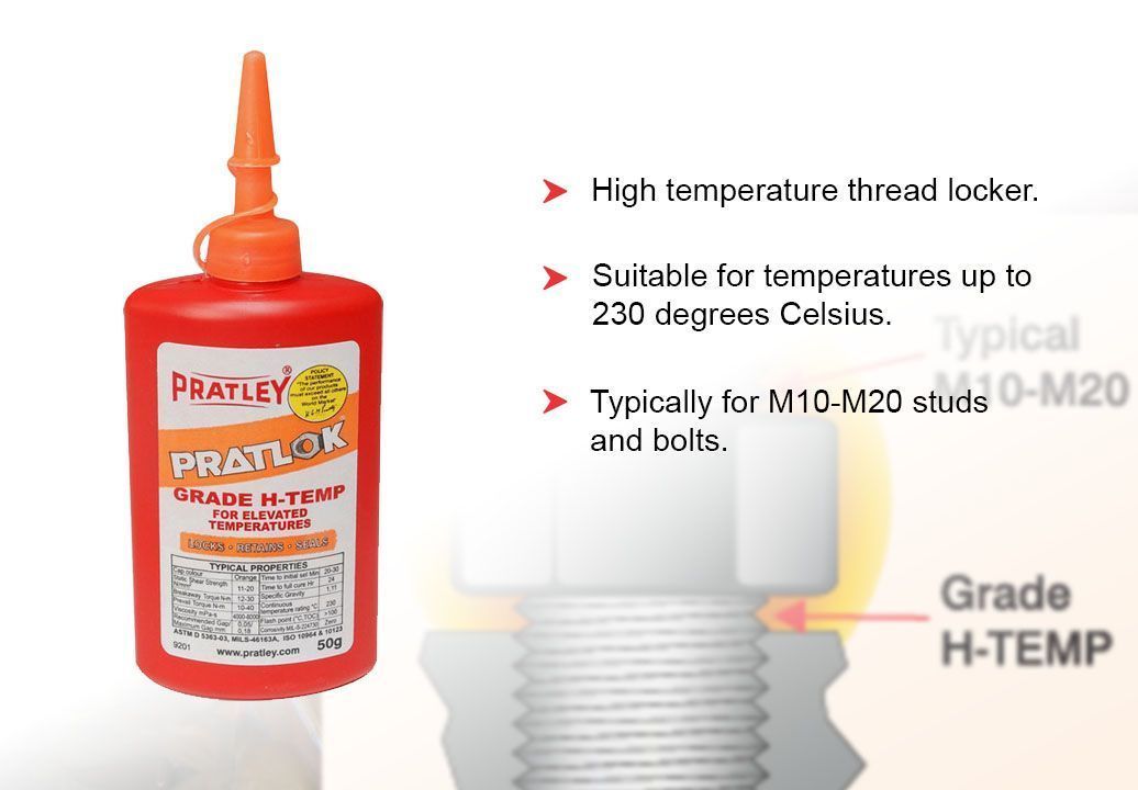 PratleySA's tweet image. Pratley Pratlok®  H-Temp can withstand temperatures up to 230° C
This threadlocker is typically used for M10-M20 studs and bolts. 
Ask for it at your local hardware store or visit our website for more information: 
buff.ly/4bDt3RV
#HighTemperature #Threadlocker #Pratlok