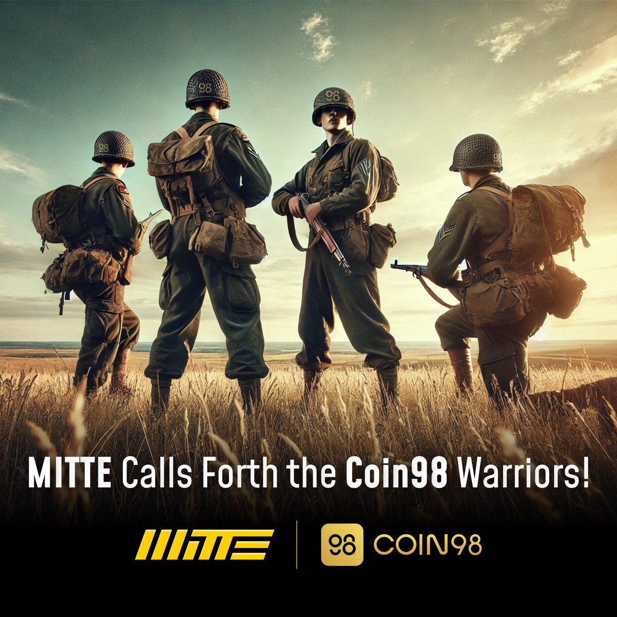 MITTE_gg's tweet image. 🚨 Operation: 98 Warriors 🚨

📣 We are calling for 98 new comrades from the great land of Coin98! 🪖

We are well aware of the bravery of Coin98 users.❤️‍🔥
Join MITTE and become a proud MITTERIAN by completing the mission below: 👇

🎯 Mission Objectives:
1⃣ Follow @Coin98_wallet…