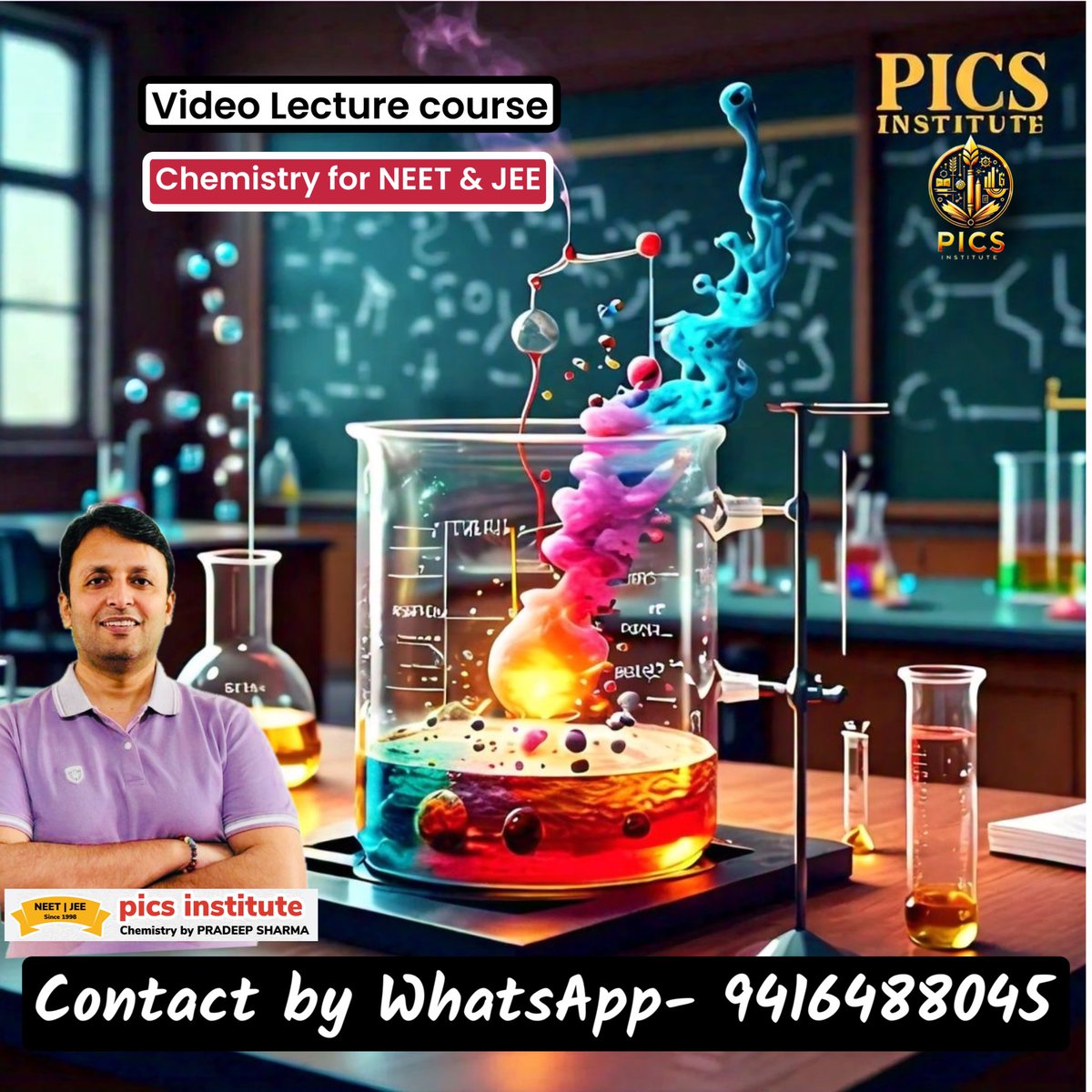 AipmtJee's tweet image. Unlock your dream scores in NEET and JEE with PICS INSTITUTE! 🚀🔬 Our video lecture course for Chemistry is here to help you crack the code! 🎉 . #PICSINSTITUTE #NEET #JEE #Chemistry #VideoLecture #LearningMadeEasy #CUET