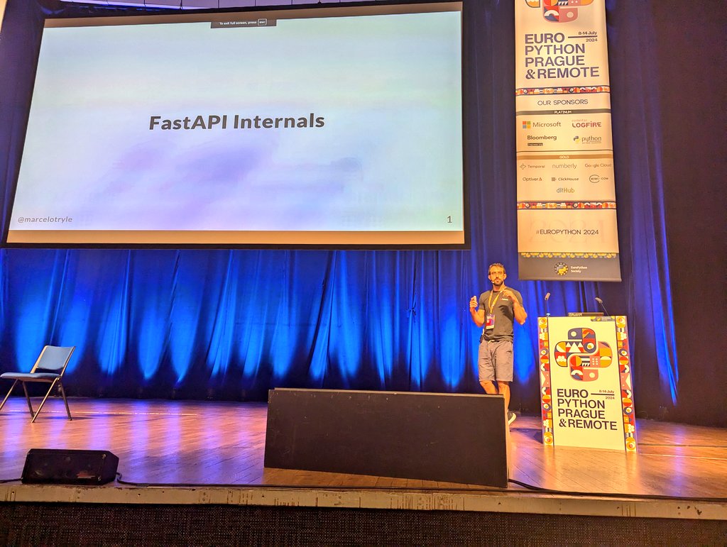 pauloxnet's tweet image. Marcelo Trylesinski is giving the presentation &quot;FastAPI Internals&quot; during the EuroPython 2024 conference 🐍⚡

Info 👇
ep2024.europython.eu/session/fastap…

#EuroPython #EuroPython2024 #Python #FastAPI #Starlette #ASGI #Pydantic 

CC @EuroPython @marcelotryle @pydantic