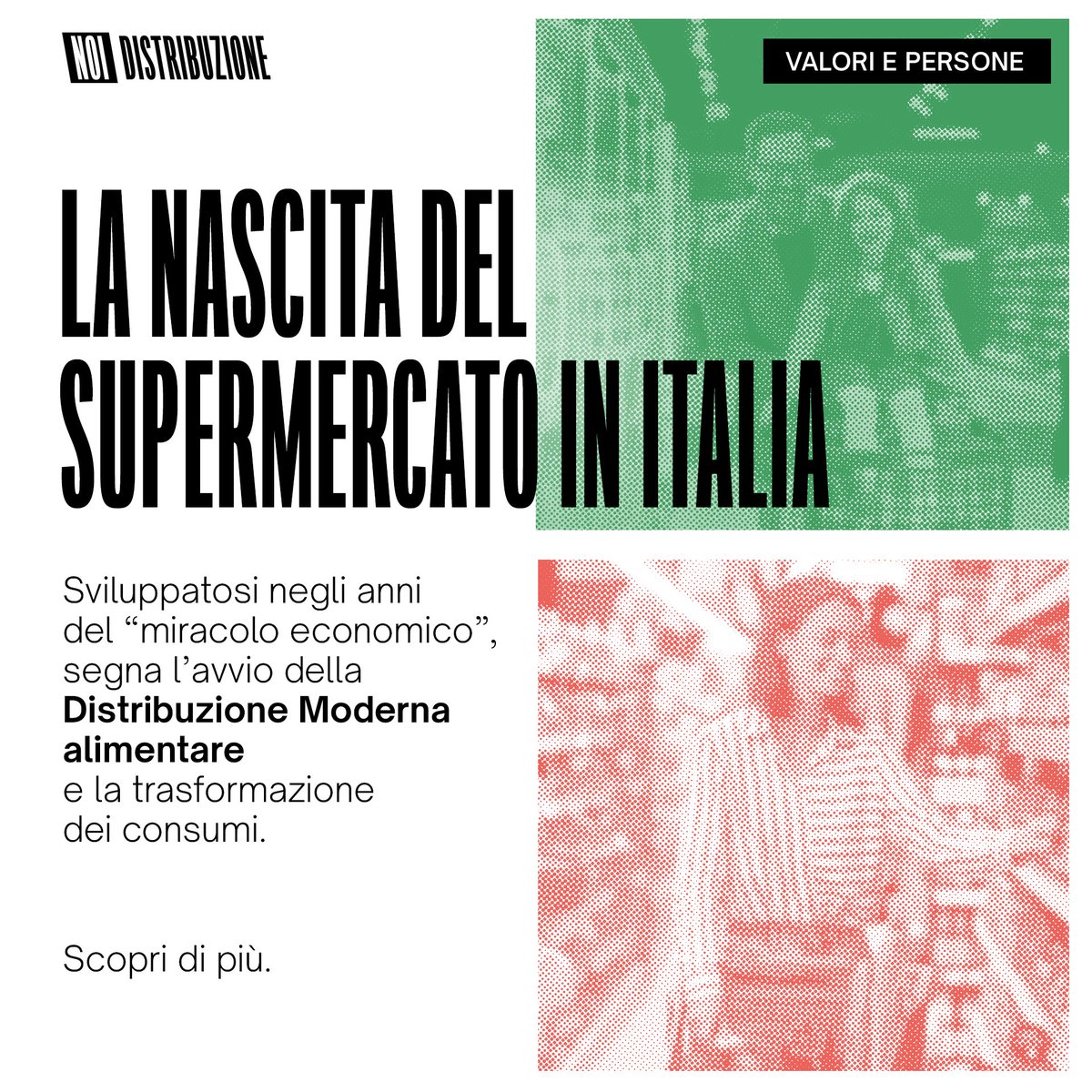 Negli anni del “boom economico”, l’Italia è protagonista di una rapida modernizzazione che coinvolge anche i consumi e che porta alla diffusione dei supermercati. Una “rivoluzione”, con protagonista la Grande distribuzione organizzata. Leggi di più: bit.ly/3WgykKM